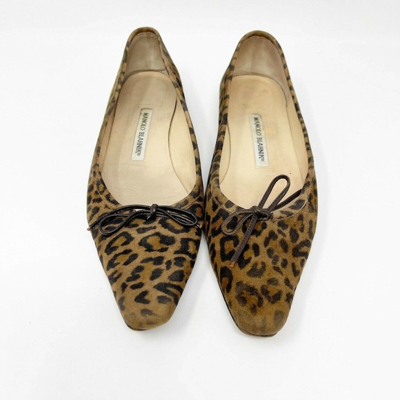 MANOLO BLAHNIK Slip On Leopard Suede Flats - Picture 8 of 9